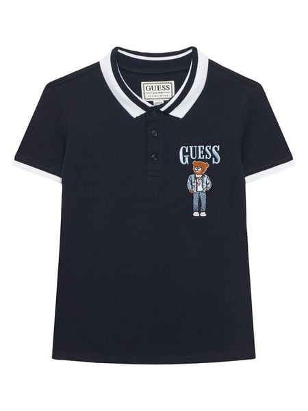 Guess Polo L6RP01 KBV51 Granatowy Regular Fit. Niebieskie t-shirty dla chłopców Guess, z aplikacjami, z bawełny, bez ramiączek. Za 139.99 zł.