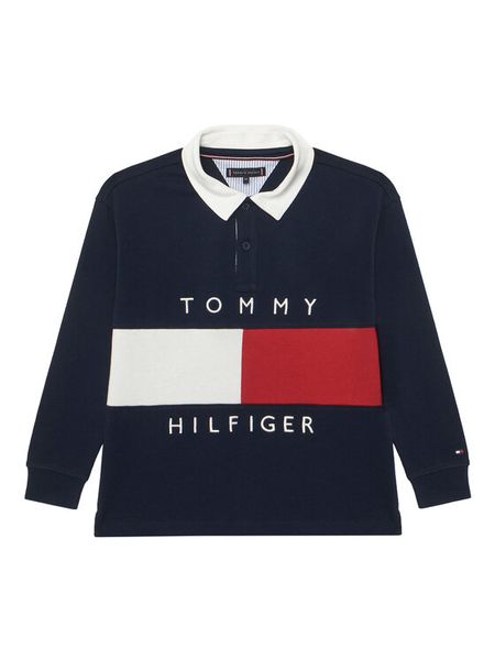 Tommy Hilfiger Polo KB0KB10354 Granatowy Regular Fit. Niebieskie t-shirty dla chłopców Tommy Hilfiger, bez wzorów, z bawełny, bez ramiączek. Za 236.99 zł.