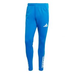 Spodnie dresowe Real Madrid EU 2025/26. Niebieskie spodnie sportowe męskie Adidas, l, bez wzorów, z dresówki, na fitness i siłownię. Za 280.50 zł.