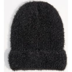 Czapka beanie z połyskującym włosiem - Czarny. Czarne czapki i kapelusze damskie Mohito. Za 39.99 zł.