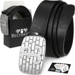 Beltimore Beltimore skórzany pasek męski czarny szeroki premium W32. Czarne paski damskie Beltimore, bez wzorów. Za 74.99 zł.
