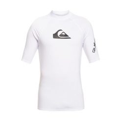Koszulka do pływania męska Quiksilver All Time. Białe koszulki sportowe męskie Quiksilver, m, bez wzorów, z lycry, bez kołnierzyka, bez ramiączek, do pływania. Za 156.50 zł.
