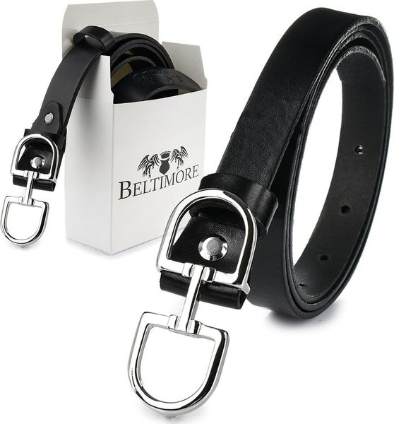 Beltimore Beltimore skórzany damski pasek do spodni 1,8 cm czarny U62. Czarne paski damskie Beltimore, bez wzorów. Za 47.99 zł.