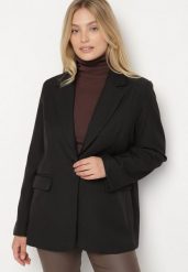 Czarna Jednorzędowa Marynarka z Usztywnioną Linią Ramion Tiolinda. Czarne żakiety damskie Born2be, l, bez wzorów, z jeansu, biznesowe. Za 149.99 zł.