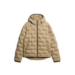 Kurtka z kapturem Superdry. Brązowe kurtki męskie Superdry., m, bez wzorów, z puchu. W wyprzedaży za 582.20 zł.