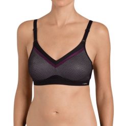 Stanik fitness cardio Free Motion. Czarne obuwie sportowe damskie TRIACTION, bez wzorów, z elastanu, na fitness i siłownię. Za 237.50 zł.