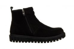 Botki Bayla-161 191 425 Black Nubuck 161643, Czarny, Skóra naturalna - 40. Czarne botki damskie Bayla, na zimę, z gumy, eleganckie, z okrągłym noskiem, bez obcasa, bez zapięcia. W wyprzedaży za 269.10 zł.