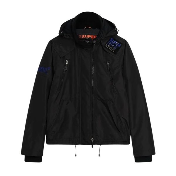 Kurtka przeciwdeszczowa z kapturem Superdry Mountain. Czarne bluzki z długim rękawem męskie Superdry., xl, bez wzorów, z bawełny, klasyczne, z kapturem. Za 501.00 zł.