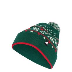 Czapka typu beanie z grafiką bożonarodzeniową. Białe czapki i kapelusze męskie Adidas, na zimę, bez wzorów, z dzianiny, klasyczne. Za 109.00 zł.
