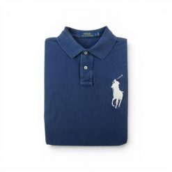Second life - Koszulka polo męska z krótkim rękawem - Stan bardzo dobry. Niebieskie koszulki polo męskie Ralph Lauren, l, bez wzorów, z tkaniny, eleganckie, bez ramiączek. Za 127.76 zł.