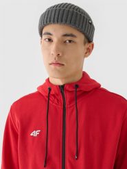 4F Bluza dresowa rozpinana z kapturem męska - czerwona 3XL. Czerwone bluzy męskie 4f, m, bez wzorów, z bawełny, z kapturem. Za 189.99 zł.