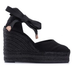 Espadryle Castañer. Czarne sandały damskie Castañer, bez wzorów, bez obcasa, bez zapięcia. Za 419.99 zł.
