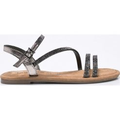 Tamaris - Sandały. Szare klapki damskie Tamaris, bez wzorów, z materiału, bez obcasa, na szpilce, bez zapięcia. W wyprzedaży za 129.90 zł.