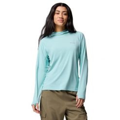 Bluza dresowa sportowa damska Skien Valley Hoodie. Niebieskie bluzy sportowe damskie Columbia, s, bez wzorów, z dresówki, bez kaptura. Za 249.99 zł.