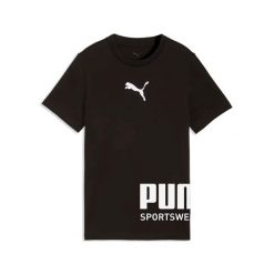 T-Shirt Puma Sport Graphic Tee B Dzieci. Czarne t-shirty dla chłopców Puma, bez wzorów, z bawełny, bez ramiączek. Za 159.99 zł.