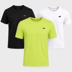 KOMPLET KOSZULEK MĘSKICH 4F 3PAK ZESTAW NA CO DZIEŃ T-SHIRT SPORTOWY. T-shirty męskie 4f, m, bez wzorów, z bawełny, sportowe, bez kołnierzyka. Za 117.00 zł.