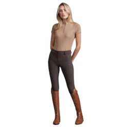 Damska koszulka do jazdy konnej Premier Equine Valerius. Brązowe t-shirty damskie PREMIER EQUINE, bez wzorów, z materiału, eleganckie, bez kołnierzyka. Za 234.00 zł.