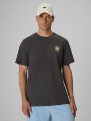 4F T-shirt regular z nadrukiem męski - szary XXL. Szare koszulki sportowe męskie 4f, m, bez wzorów, z bawełny, bez kołnierzyka, bez ramiączek. Za 59.99 zł.