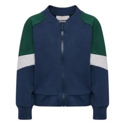 Zippowana bluza dla niemowląt Hummel Block. Niebieskie bluzy dla niemowląt Hummel, bez wzorów, z bawełny, bez ramiączek, bez kaptura. Za 190.00 zł.