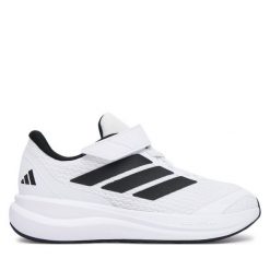 Sneakersy adidas. Białe trampki i tenisówki chłopięce Adidas, bez wzorów, bez zapięcia. Za 152.99 zł.