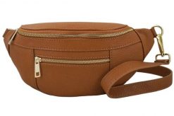 Damska torebka nerka skórzana z kieszenią - Brązowa jasna. Brązowe torebki shopper damskie Barberinis, bez wzorów, ze skóry, eleganckie, przez ramię, małe, bez dodatków. Za 187.99 zł.
