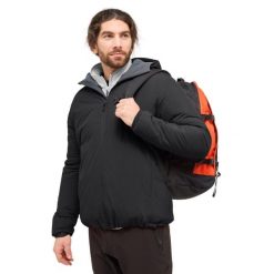 Wodoodporna kurtka z kapturem Haglöfs Mimic Alert. Czarne kurtki męskie Haglöfs, bez wzorów, trekkingowe. W wyprzedaży za 921.30 zł.