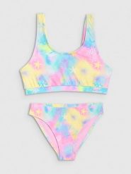 4F Kostium kąpielowy dwuczęściowy dziewczęcy - multikolor 146/152 (10-12 lat). Stroje kąpielowe dla dziewczynek 4f, bez wzorów. Za 89.99 zł.