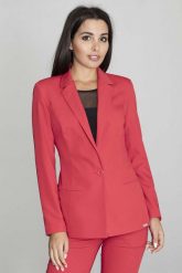 Żakiet Elegancki Taliowany na Jeden Guzik - Czerwony. Czerwone żakiety damskie Figl, m, bez wzorów, z materiału, eleganckie. Za 259.00 zł.