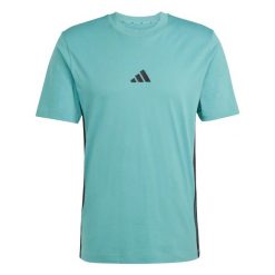 Koszulka adidas Essentials 3 Stripes. Zielone koszulki sportowe męskie Adidas, bez wzorów, bez kołnierzyka, bez ramiączek. Za 154.00 zł.