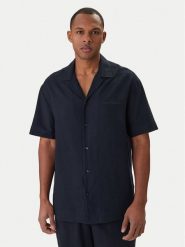 Emporio Armani Koszula EM000593 AF20590 UB102 Granatowy Regular Fit. Niebieskie koszule męskie Emporio Armani, l, bez wzorów, ze lnu, bez kołnierzyka, bez ramiączek. Za 579.99 zł.