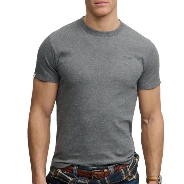 Koszulka z logo Superdry Essential Stacked. Szare koszulki sportowe męskie Superdry., l, bez wzorów, z bawełny, bez kołnierzyka, bez ramiączek. Za 142.00 zł.
