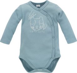 PINOKIO Body niemowlęce wyprawka rozpinane Slow Life Pinokio niebieskie 50. Niebieskie body niemowlęce Pinokio, bez wzorów, bez ramiączek. Za 39.90 zł.