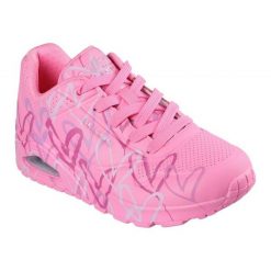 Buty Skechers x JGoldcrown Uno - Spread the Love 155507-HTPK różowe. Czerwone obuwie sportowe damskie bez wzorów, z syntetyku. Za 613.11 zł.