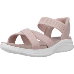Sandały SKECHERS SLIP - INS ULTRA FLEX 3.0 Rose. Czerwone sandały damskie Skechers, bez wzorów, z tkaniny, bez obcasa, bez zapięcia. Za 296.99 zł.