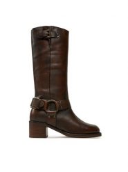 Bronx Kozaki High boots 14291-A Brązowy. Brązowe kozaki damskie Bronx, ze skóry, bez obcasa, na słupku. Za 1,029.00 zł.