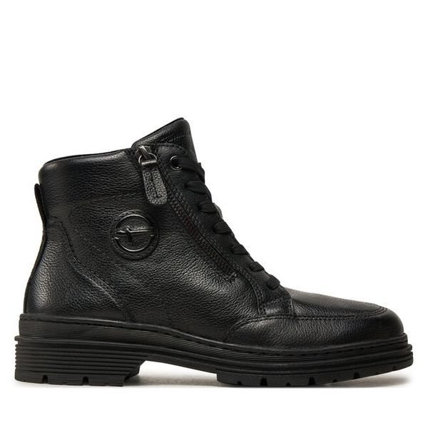 Trzewiki Tamaris. Czarne botki damskie Tamaris, bez obcasa, na płaskiej podeszwie, bez zapięcia. Za 309.99 zł.