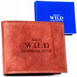 Portfel skórzany Always Wild AW-N992-MAL brązowy. Brązowe portfele męskie Always Wild, bez wzorów, ze skóry. Za 45.00 zł.