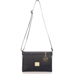 Skórzana torebka w kolorze czarnym - 26 x 17 x 9 cm. Czarne torby na ramię damskie Black Bags. W wyprzedaży za 260.95 zł.