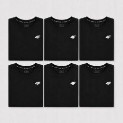 KOMPLET KOSZULEK MĘSKICH 4F ZESTAW 6PAK T-SHIRT S TTSHM3341 CZARNY. Czarne t-shirty męskie 4f, m, bez wzorów, z bawełny, sportowe, bez kołnierzyka. Za 299.94 zł.