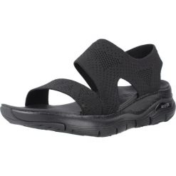 Sandały SKECHERS ARCH FIT Czarny. Czarne sandały damskie Skechers, bez wzorów, z tkaniny, bez obcasa, bez zapięcia. Za 253.99 zł.
