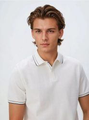 Koszulka polo z bawełny merceryzowanej - złamana biel. Koszulki polo męskie Reserved, l, bez wzorów, z bawełny, bez ramiączek. Za 139.99 zł.