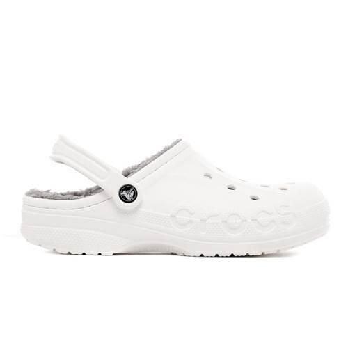 Buty do chodzenia damskie Crocs Baya Lined Clog. Białe klapki damskie Crocs, bez wzorów, z materiału, do pływania. Za 211.80 zł.