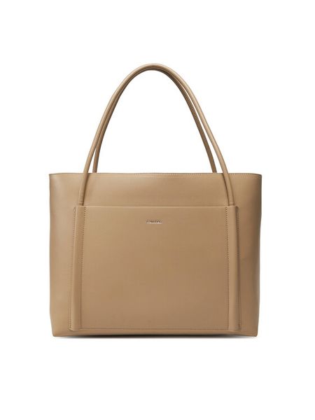 Calvin Klein Torebka Ck Linn Large Shopper K60K613109 Beżowy. Brązowe torebki shopper damskie Calvin Klein, bez wzorów, ze skóry, bez dodatków. Za 409.99 zł.