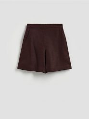 Lniane szorty - brązowy. Brązowe szorty damskie Reserved, l, bez wzorów. Za 139.99 zł.