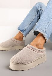 Ciemnobeżowe Śniegowce na Platformie Ozdobione Haftem i Niską Cholewką Zinnicira. Brązowe śniegowce i trapery damskie Renee, z jeansu, przed kostkę. Za 69.99 zł.