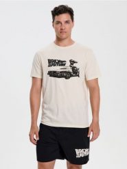 Bawełniana piżama z nadrukiem na plecach Back to the Future - wielobarwny. Piżamy męskie Sinsay, l, bez wzorów, z bawełny, bez ramiączek. Za 49.99 zł.