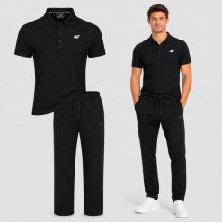 KOMPLET MĘSKI 4F T-SHIRT POLO + SPODNIE CASUAL ZESTAW NA CO. Spodnie sportowe męskie 4f, m, bez wzorów, z bawełny, na fitness i siłownię. Za 249.98 zł.