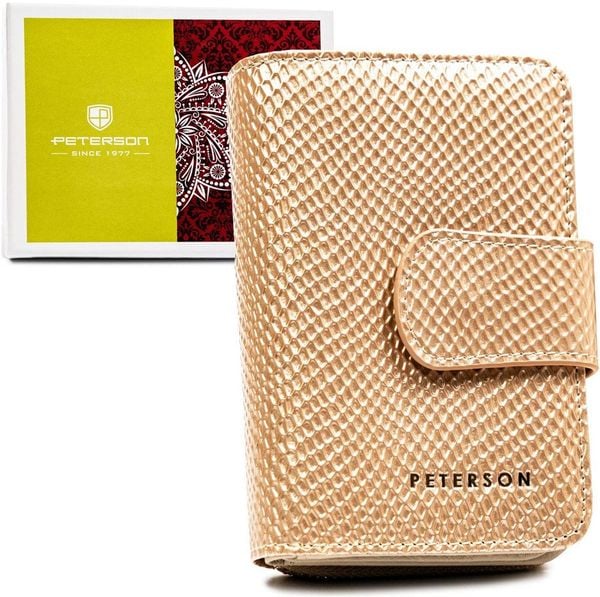 Złoty portfel damski na prezent z RFID - Peterson NoSize. Żółte portfele damskie Peterson, bez wzorów. Za 120.96 zł.