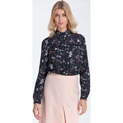 Elegancka Bluzka Koszulowa z Okrągłym Kołnierzykiem - Wzór Ecru. Bluzki damskie marki Molly.pl. Za 121.90 zł.