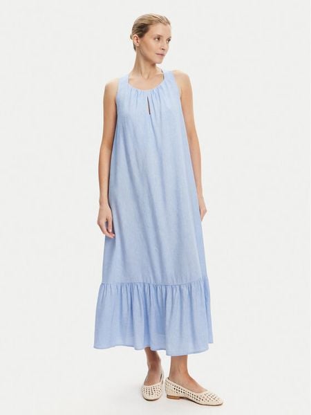 Tatuum Sukienka letnia Estella T2511.201 Błękitny Relaxed Fit. Niebieskie sukienki damskie Tatuum, na lato, bez wzorów, ze lnu, bez kołnierzyka, bez ramiączek. Za 479.99 zł.